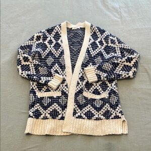 Navy and Cream Geometric Knit Women's Sweater